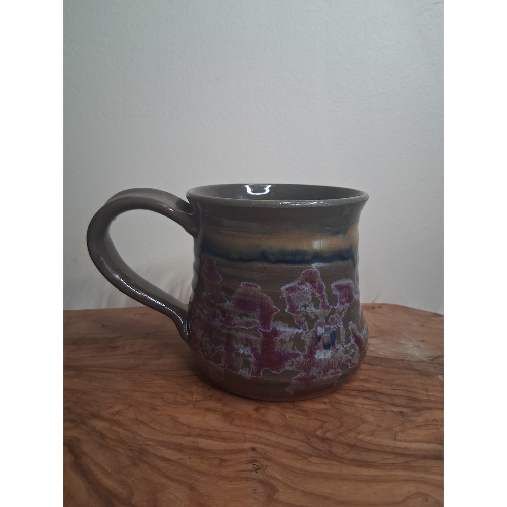 Martha Lynn Studio Pottery Mug Handcrafted Stoneware Purple Blue Drip Glaze